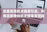 流量变现的关键是引流，利用流量赚钱的关键是变现能力