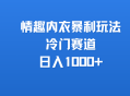 情趣内衣暴利玩法，冷门赛道，日入1000+