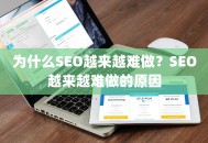 为什么SEO越来越难做？SEO越来越难做的原因