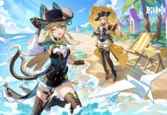 「哇！爪子浸在水里的感觉好舒服，一下子就凉快下来了。」