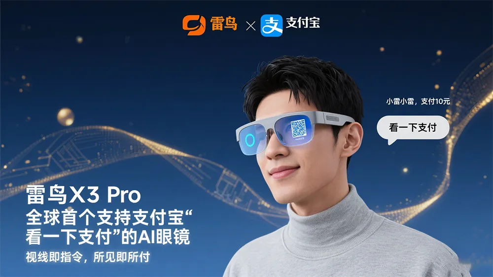 雷鸟X3 Pro眼镜联手支付宝：看一眼就能支付的未来体验！-第1张图片