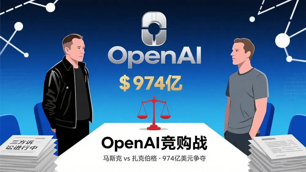 马斯克邀扎克伯格974亿美元竞购OpenAI，三方诉讼正进行。-第1张图片