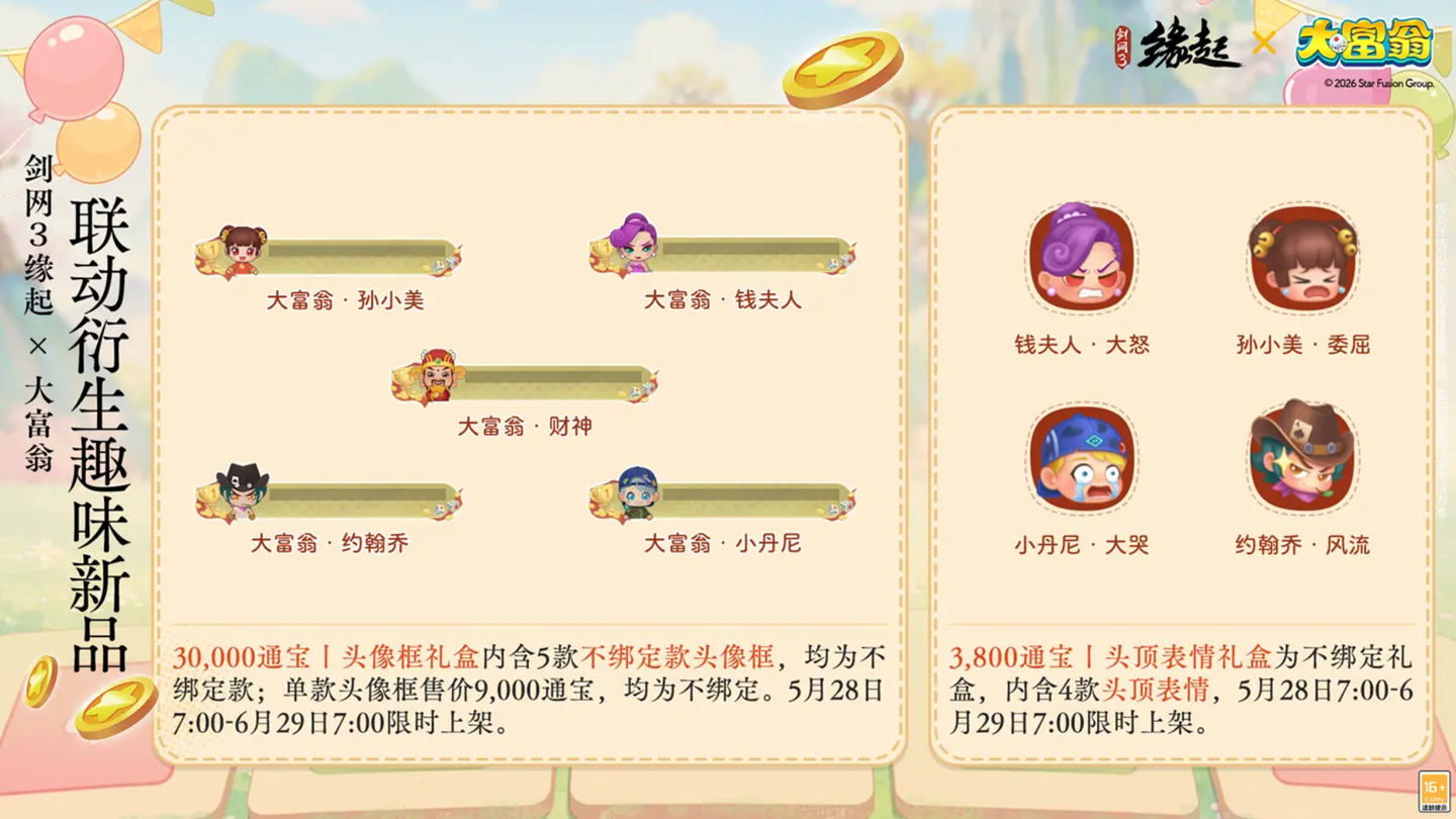今日宜当大富翁,《剑网3缘起》x《大富翁》联动上线-第11张图片
