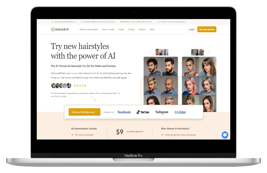 Hairstyle AI：免费在线AI发型设计工具，上传自拍即可生成百款发型高清效果图-第1张图片