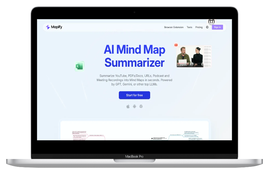 Mapify AI：一键AI将视频音频、大文件文档转化为清晰笔记和思维导图-第1张图片