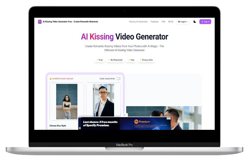 AI Kissing Video Generator：一款可以用照片制作浪漫动画的免费AI工具-第1张图片