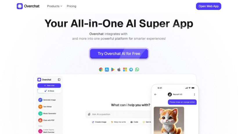 Overchat AI：一个集合主流AI大模型的APP，一个账号搞定写作、翻译、做图、辅导作业几大事项-第1张图片