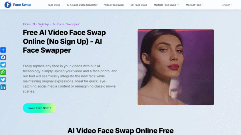 AIfaceswapper:一款好用的免费AI视频换脸工具,让制作创意短视频变简单-第1张图片 AIfaceswapper:一款好用的免费AI视频换脸工具,让制作创意短视频变简单-第1张图片