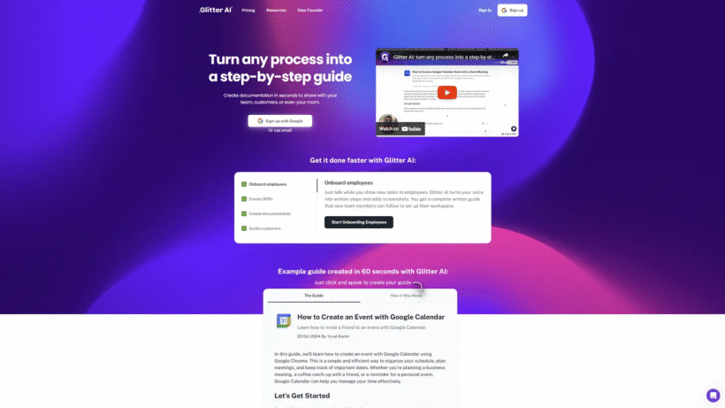 Glitter AI:智能流程记录工具,语音自动生成带截图的图文SOP操作指南-第1张图片 Glitter AI:智能流程记录工具,语音自动生成带截图的图文SOP操作指南-第1张图片