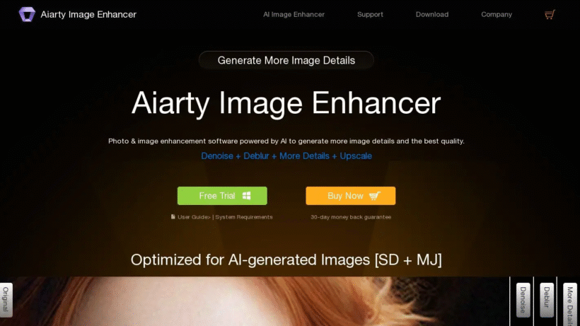 Aiarty：一款图片修复与无损放大的AI软件,一键去除模糊噪点提升老照片画质-第1张图片
