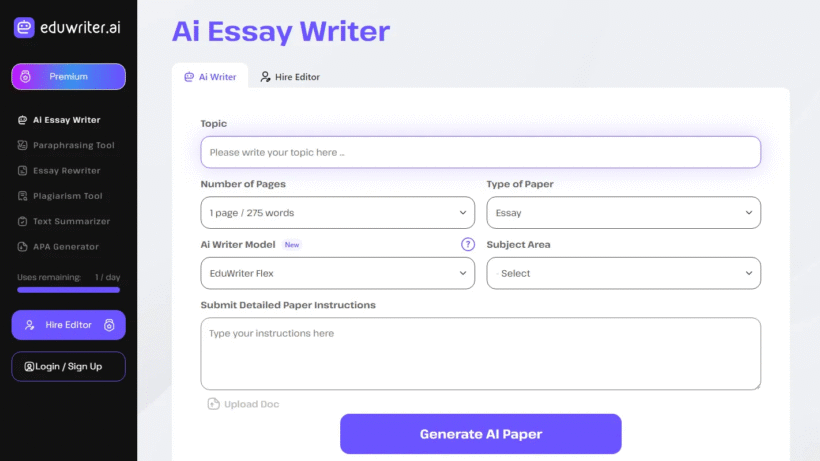 Eduwriter AI：一款可以帮学生和职场人高效写论文的智能AI写作助手-第1张图片