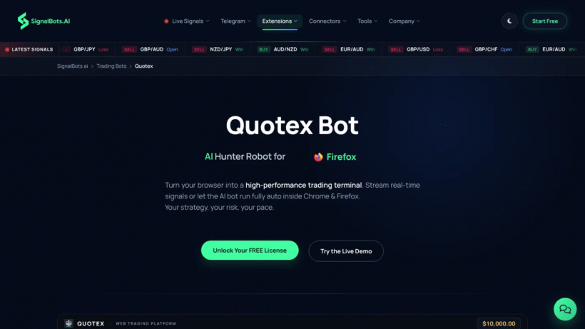 Quotex AI Hunter Robot：一款在浏览器里自动盯盘下单的二元期权交易辅助工具-第1张图片