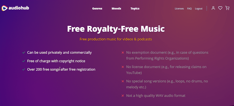 推荐一个在线提供免费可个人和商用的英文音乐资源网站-Audiohub-第2张图片