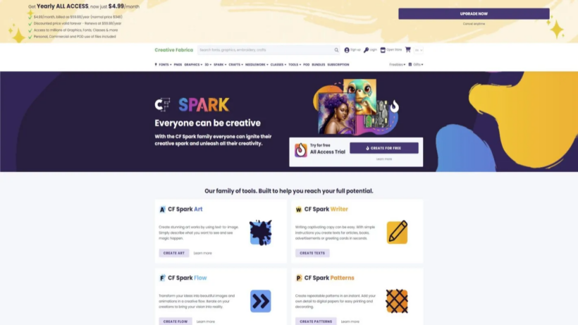 Creative Fabrica Spark：全能AI图文内容创作与商业设计工具，非技术人员也能轻松用