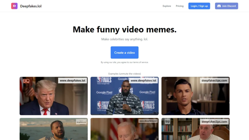 Deepfakes.lol：趣味AI视频创作工具，一键制作口型同步名人恶搞短视频表情包-第1张图片
