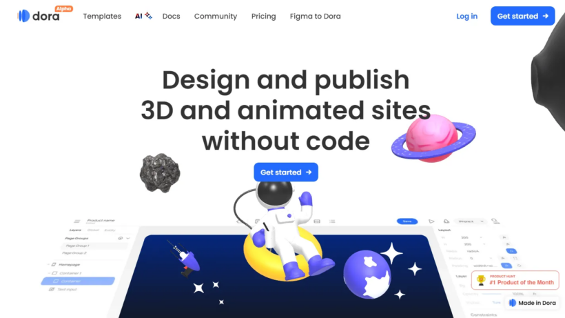 Dora AI：无代码AI智能建站工具，可制作3D动画网站，普通人也能轻松使用