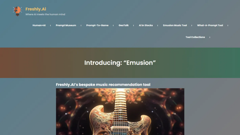 Emusion：Freshly AI旗下智能音乐发现工具，主打个性化荐曲与音乐情绪人格分析