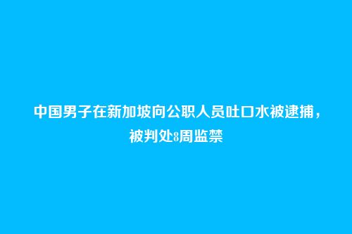 中国男子在新加坡向公职人员吐口水被逮捕，被判处8周监禁