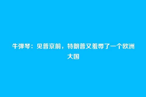牛弹琴：见普京前，特朗普又羞辱了一个欧洲大国