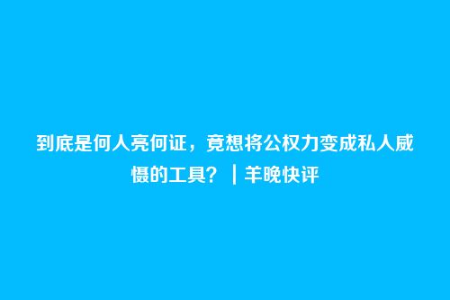 到底是何人亮何证，竟想将公权力变成私人威慑的工具？｜羊晚快评
