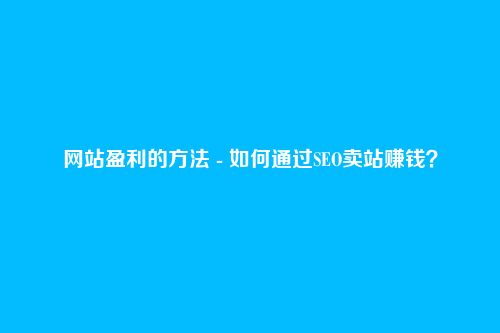 网站盈利的方法 - 如何通过SEO卖站赚钱？