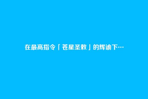 在最高指令「苍星圣敕」的辉谕下…