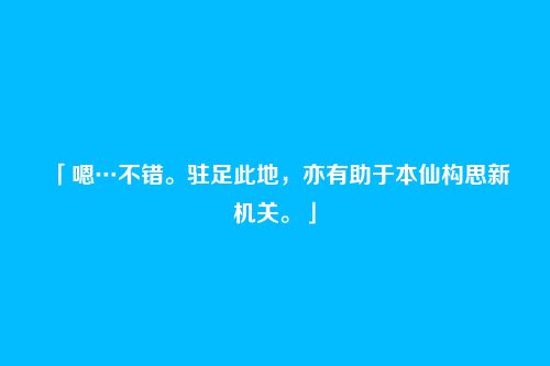 「嗯…不错。驻足此地，亦有助于本仙构思新机关。」