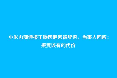 小米内部通报王腾因泄密被辞退，当事人回应：接受该有的代价