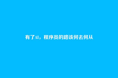 有了AI,程序员的路该何去何从-第1张图片 有了AI,程序员的路该何去何从-第1张图片