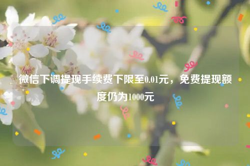 微信下调提现手续费下限至0.01元，免费提现额度仍为1000元