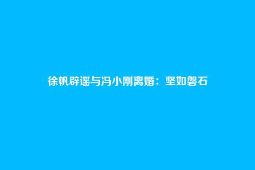 徐帆辟谣与冯小刚离婚：坚如磐石