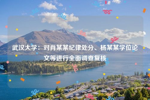 武汉大学：对肖某某纪律处分、杨某某学位论文等进行全面调查复核