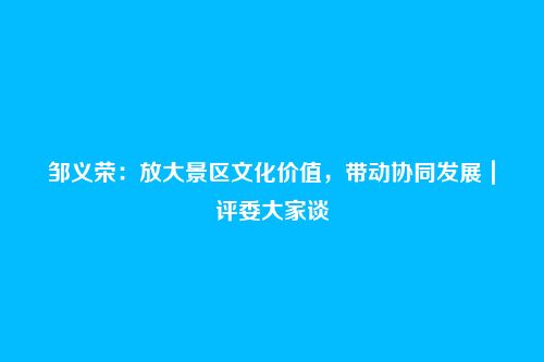 邹义荣：放大景区文化价值，带动协同发展｜评委大家谈
