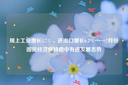 规上工业增长5.7％、进出口增长6.7％……7月份国民经济保持稳中有进发展态势