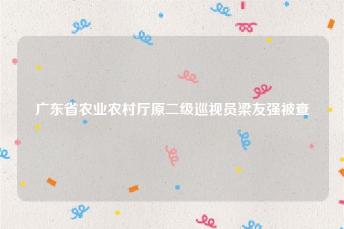 广东省农业农村厅原二级巡视员梁友强被查