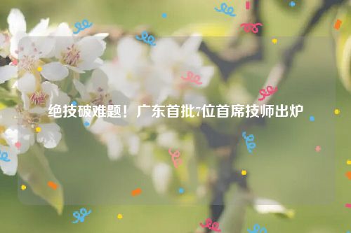 绝技破难题！广东首批7位首席技师出炉