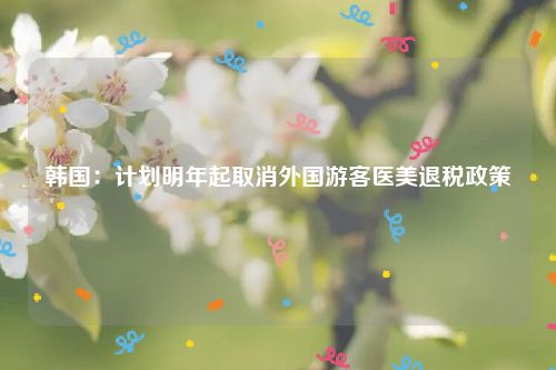 韩国：计划明年起取消外国游客医美退税政策
