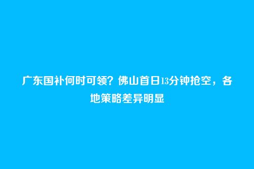 广东国补何时可领？佛山首日13分钟抢空，各地策略差异明显