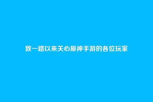 致一路以来关心原神手游的各位玩家