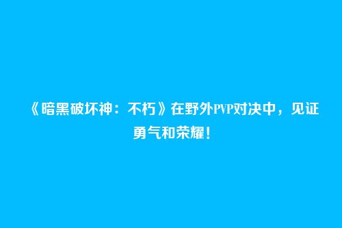 《暗黑破坏神：不朽》在野外PVP对决中，见证勇气和荣耀！