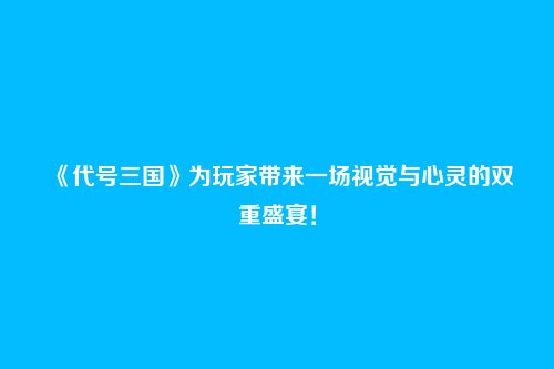 《代号三国》为玩家带来一场视觉与心灵的双重盛宴！