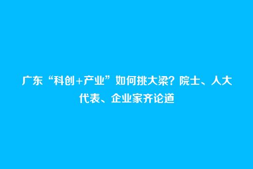 广东“科创+产业”如何挑大梁？院士、人大代表、企业家齐论道