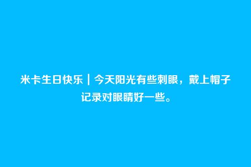 米卡生日快乐｜今天阳光有些刺眼，戴上帽子记录对眼睛好一些。