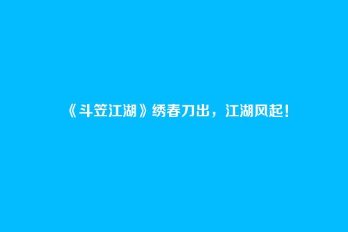 《斗笠江湖》绣春刀出，江湖风起！