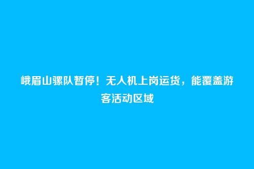 峨眉山骡队暂停！无人机上岗运货，能覆盖游客活动区域