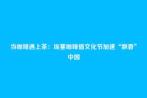 当咖啡遇上茶：埃塞咖啡借文化节加速“飘香”中国