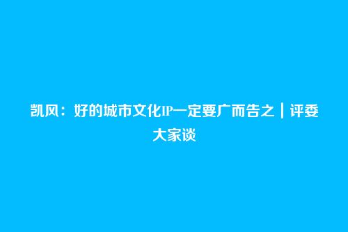 凯风：好的城市文化IP一定要广而告之｜评委大家谈