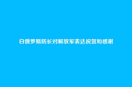 白俄罗斯防长对解放军表达祝贺和感谢
