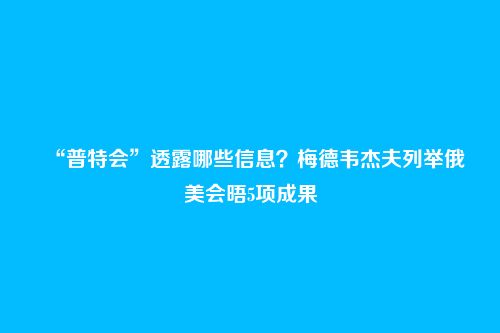 “普特会”透露哪些信息？梅德韦杰夫列举俄美会晤5项成果