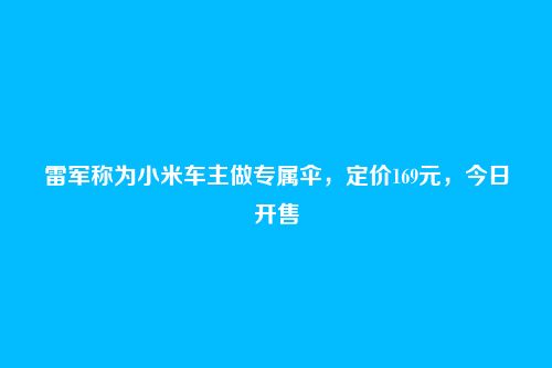 雷军称为小米车主做专属伞，定价169元，今日开售